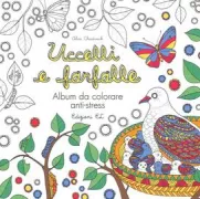 Copertina libro Uccelli e farfalle Album da colorare antistress