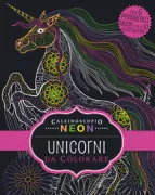 Copertina libro Caleidoscopio Neon Unicorni da colorare
