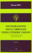 Copertina libro <b>Dichiarazione degli obblighi verso l'essere umano<br></b>(titolo originale o altro titolo: <i>Prélude à une déclaration des devoirs envers l'être humain</i>)